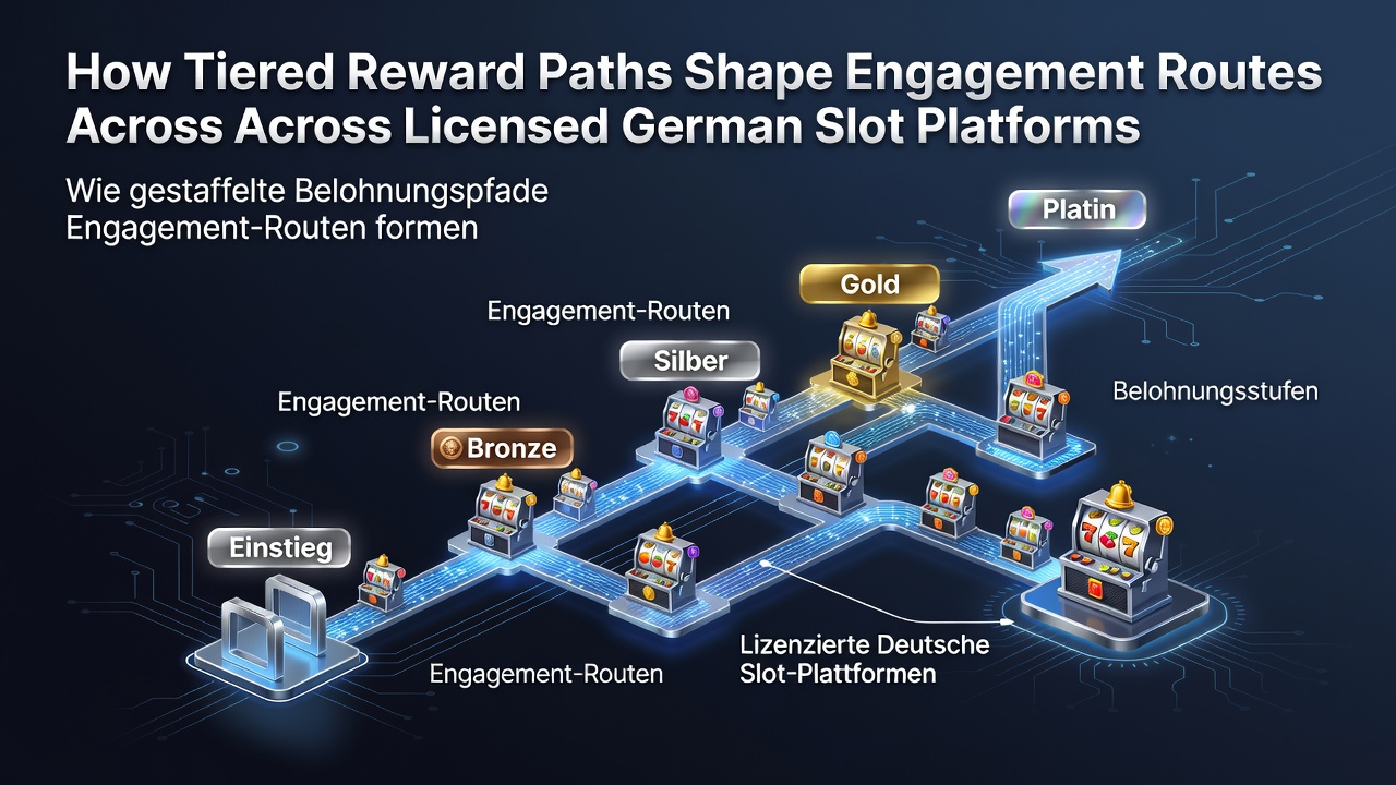 Illustration gestufter Belohnungssysteme auf deutschen Slot-Plattformen mit verschiedenen VIP-Leveln und Fortschrittsanzeigen
